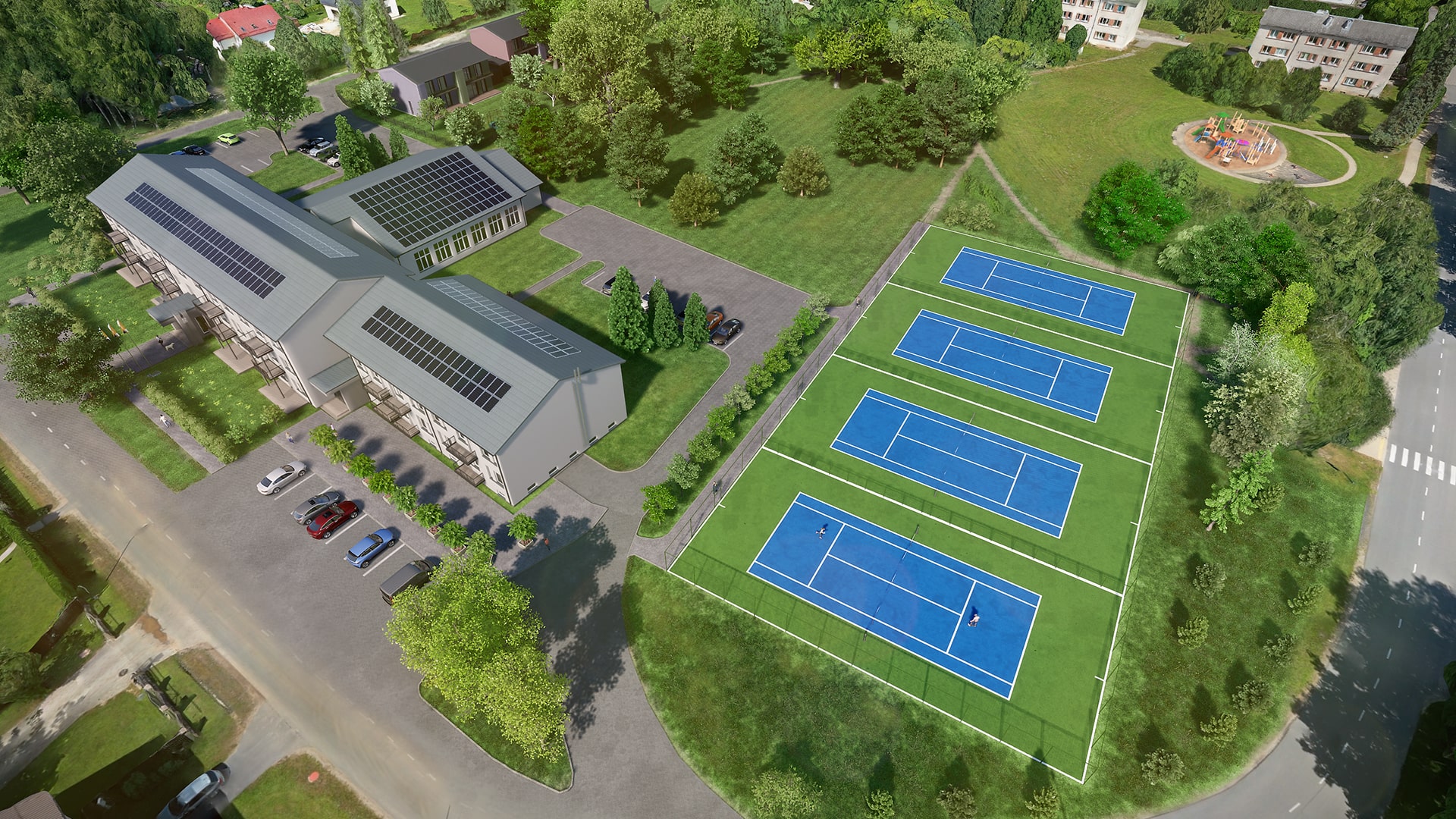 Siguldas dzīvokļu projekts ar tenisa laukumiem